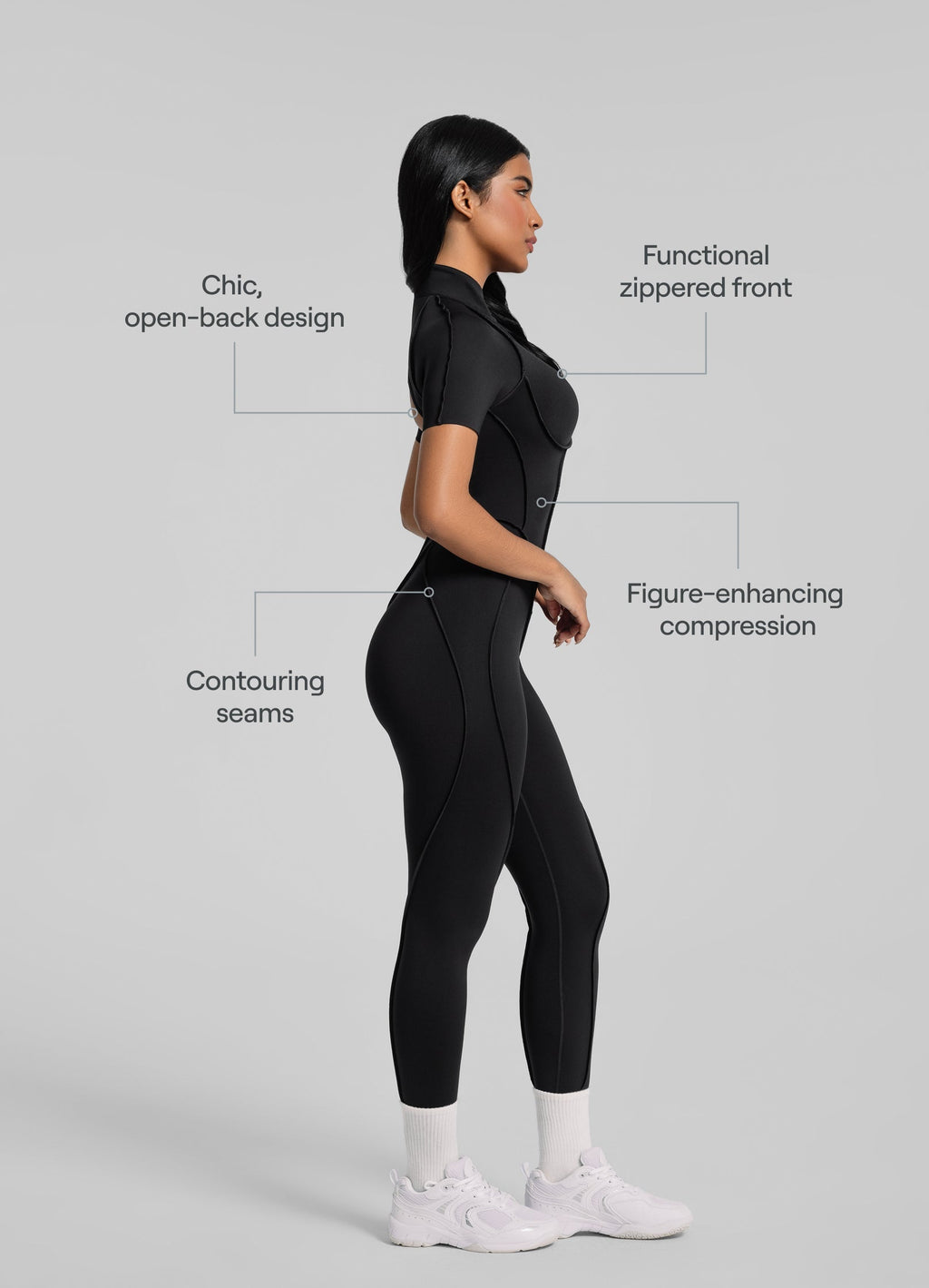 Full-Length Catsuit mit Short Sleeve - Slimoa Boutique